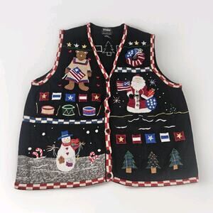 Vintage Woman’s Plus Size 2X Ugly Christmas Sweater Vest Cottagecore Granny